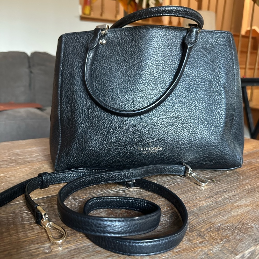 Kate Spade Leila Black Pebbled Leather Satchel